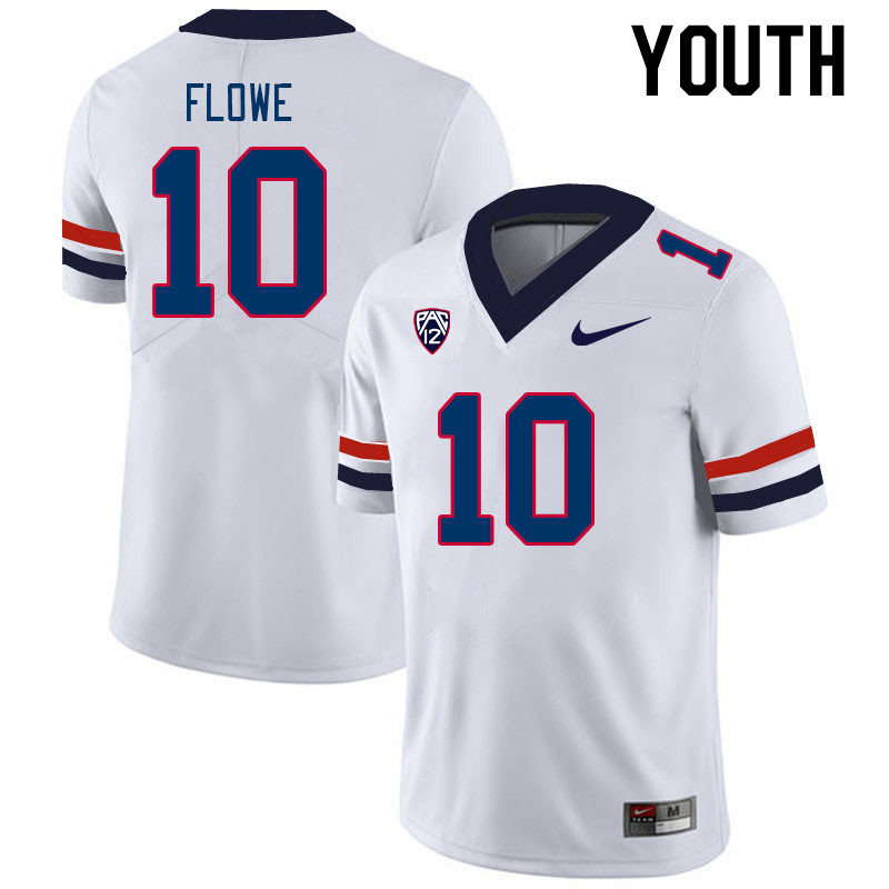 Youth #10 Justin Flowe Arizona Wildcats College Football Jerseys Stitched-White - Click Image to Close